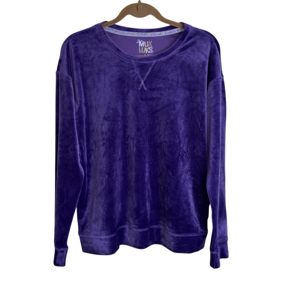 Muk Luks Women's Velour Sweatshirt Sweater Purple Medium NWT
